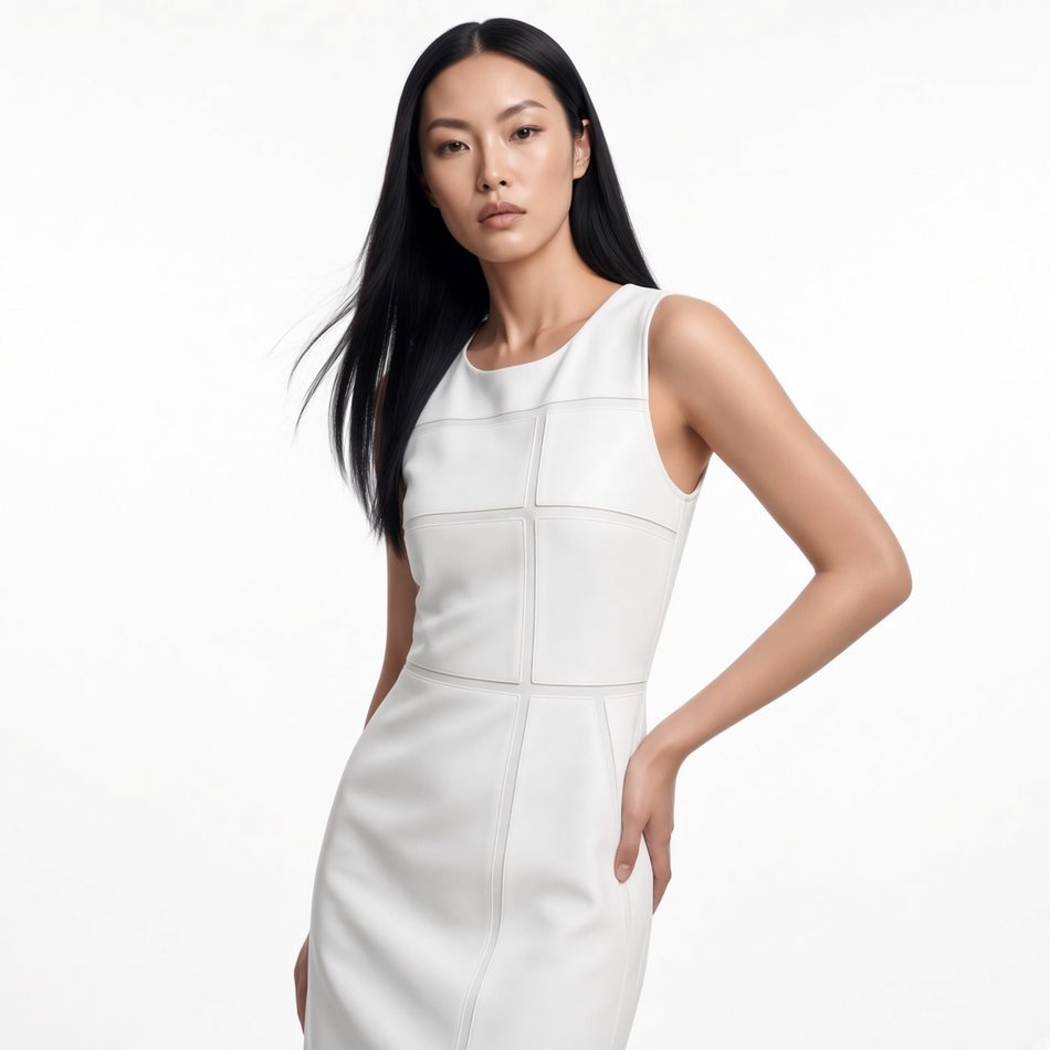 Palette · vestido branco · em estúdio